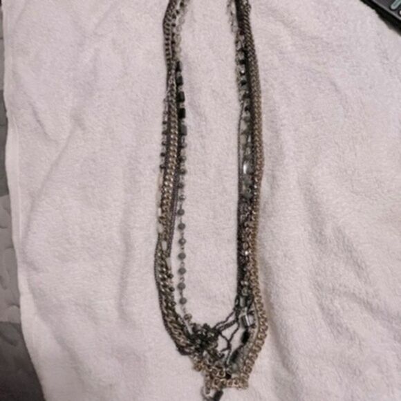 Express Jewelry - Express gold beaded long necklace. Lots of rows